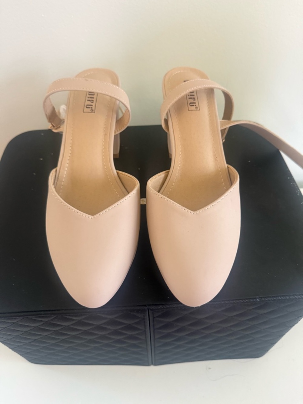 Pointed Toe Nude Ankle Strap Flats - Women